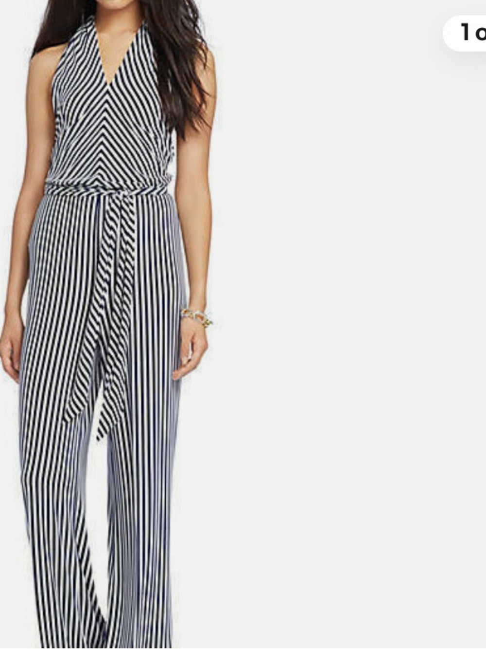 Ralph Lauren size M Striped Halter Wide-Leg Jumpsuit - navy and white
